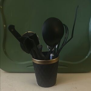 Black Kitchen Utensil Set with Holder